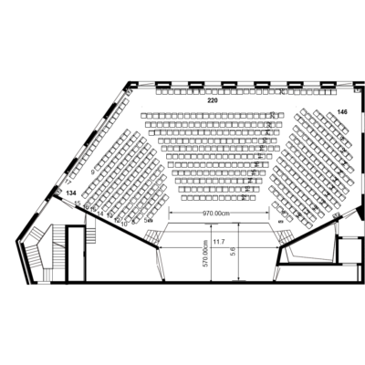 Einrichtungsplan Konzertbestuhlung im Auditorium im gate27 in Winterthur
